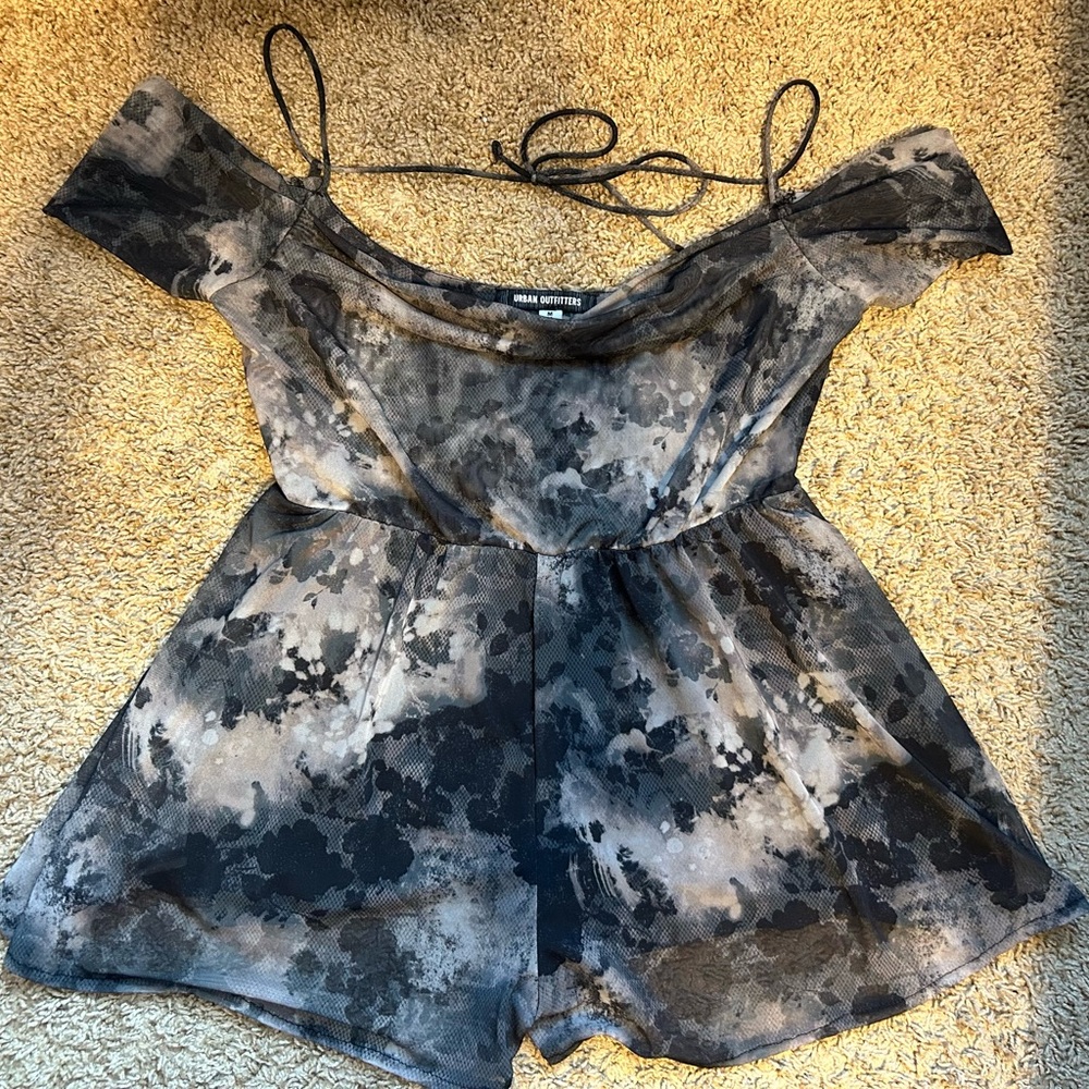 Urban Outfitters Black and Gray Tie-Dye mini romper